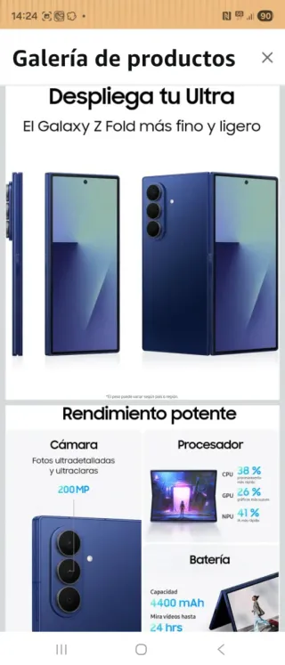 Samsung Galaxy Z Fold 7 Azul + Funda