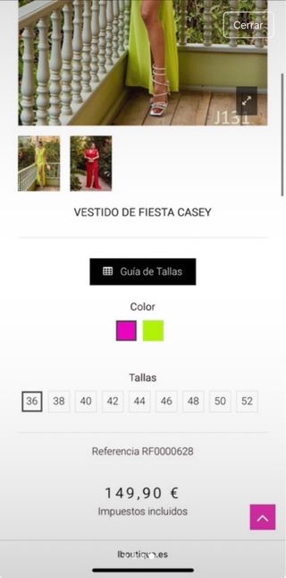Vestido largo fucsia con abertura