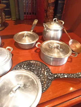 Lote Antiguas Cacerolas Miniatura Aluminio