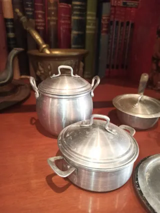 Lote Antiguas Cacerolas Miniatura Aluminio