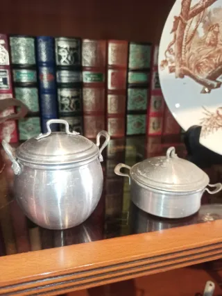 Lote Antiguas Cacerolas Miniatura Aluminio