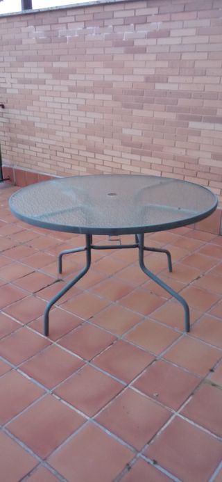 Mesa redonda cristal patas metal