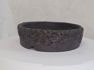 Maceta bonsai textura volcánica negra
