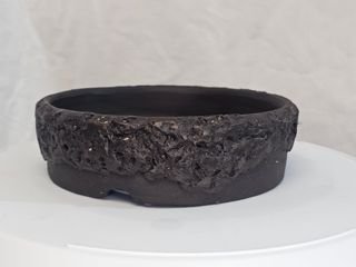 Maceta bonsai textura volcánica negra
