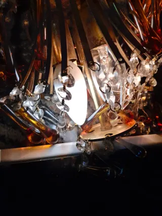 Lámpara techo y 2 apliques cristal ámbar