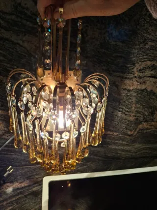 Lámpara techo y 2 apliques cristal ámbar