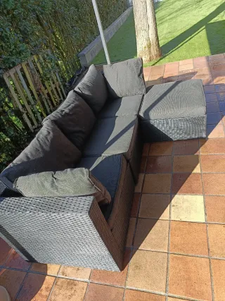 Divano modulare da esterno in rattan grigio