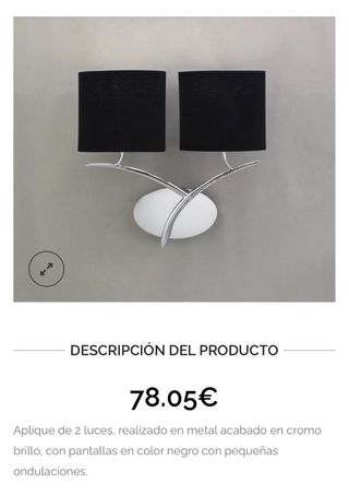 Aplique pared 2 luces negro y plata