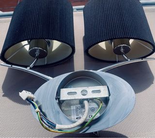 Aplique pared 2 luces negro y plata