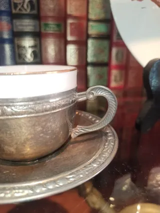 Estuche antiguo taza y plato café/té