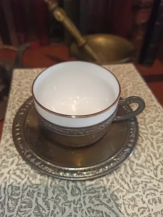 Estuche antiguo taza y plato café/té