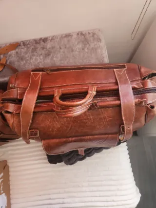 Bolso de viaje vintage de cuero marrón
