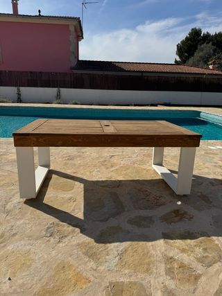 Mesa de centro madera y aluminio exterior