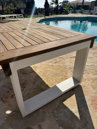 Mesa de centro madera y aluminio exterior