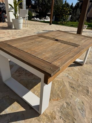 Mesa de centro madera y aluminio exterior