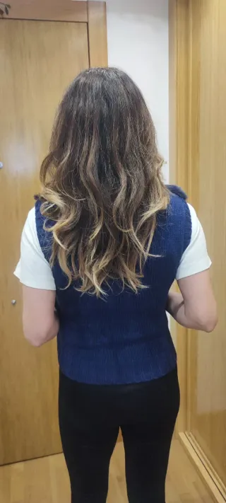 Chaleco pelo y punto azul