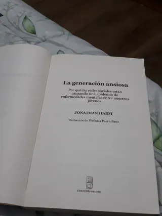 Vendo libro LA GENERACIÓN ANCIOSA