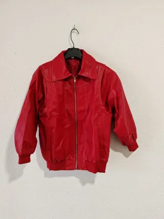 Chaqueta Bomber Piel Sintética Retro Talla S