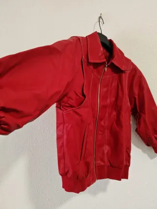 Chaqueta Bomber Piel Sintética Retro Talla S