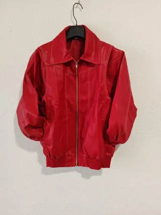 Chaqueta Bomber Piel Sintética Retro Talla S