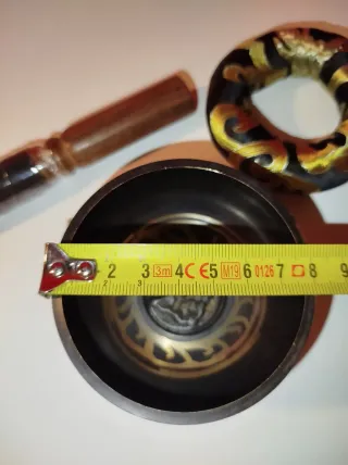 Campana Tibetana 8 cm con cuscino, nuova.