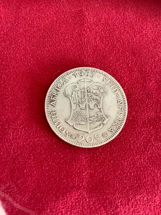 Moneda Plata Sudáfrica 20 Centavos