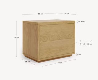 Mesita de noche Abilen de chapa de roble 53 x 44