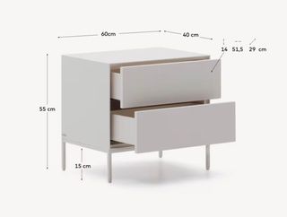 Mesita de noche Vedrana 2 cajones DM lacado blanco