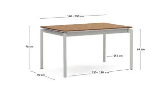 Mesa extensible de exterior Canyelles de polimadera y aluminio Blanco 140 (200) x 90 cm