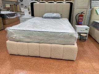 Cama Canapé con Cabecero Teddy Beige SIN COLCHON