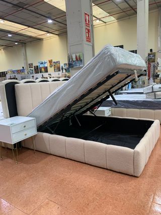 Cama Canapé con Cabecero Teddy Beige SIN COLCHON