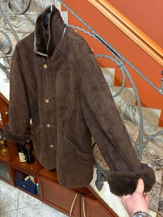 Cappotto Montone Shearling vera Pelle Scamosciata