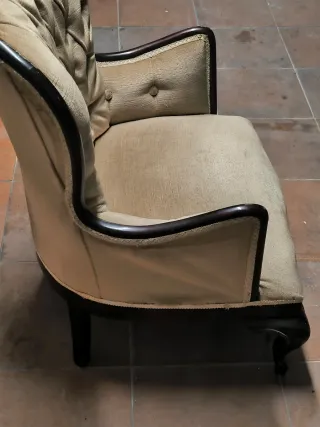 Butaca Vintage Capitoné Beige y Negra