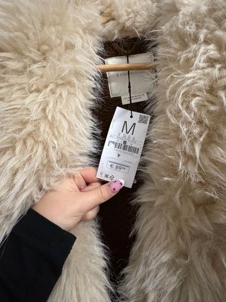 Abrigo largo pelo marrón y blanco Talla M