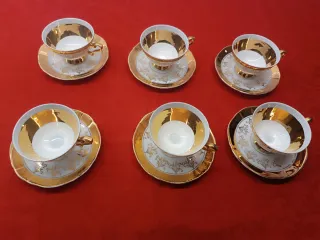 6 Chávenas Café Douradas Antigas Vista Alegre