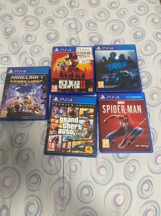 Lote 5 Juegos PS4: Minecraft, RDR2, NFS, GTA V,