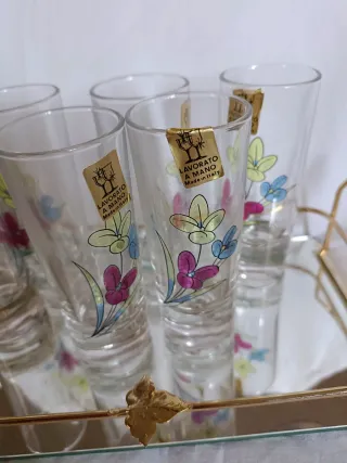 Set 6 Bicchieri Liquore Vintage con Vassoio