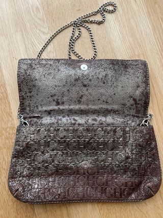 Bolso fiesta Carolina Herrera marrón y dorado