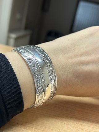 Pulsera brazalete plateado aleación de zinc