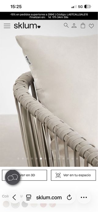 Conjunto jardín sofá 3 plazas, 2 sillones y mesa