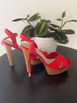 Sandalias Rojas Tacón Plataforma