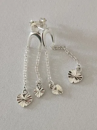 Pendientes Plata Corazón Diamantado