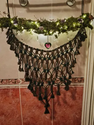 Tapiz Macramé Corazón y Cristales