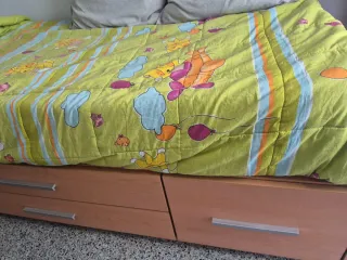 Cama nido madera  con Cajones y colchon.