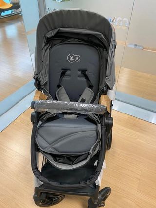 Kinderkraft MOOV 2 AIR passeggino 3 in 1 con cestino e seggiolino auto, ruote grandi gonfiabili, Sistema Viaggio con seggiolino auto, fino a 22 kg, Grigio Chiaro