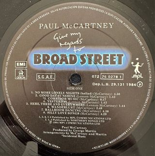 PAUL McCARTNEY VINILO LP BROAD STREET 1984