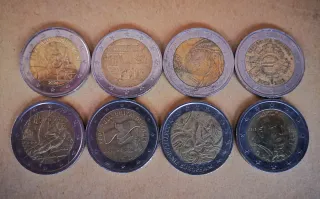 8 Monedas 2€ Conmemorativas Italia