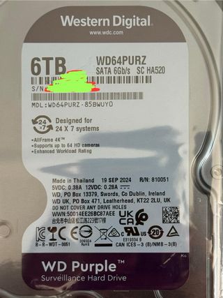 Disco Duro WD Purple 6TB