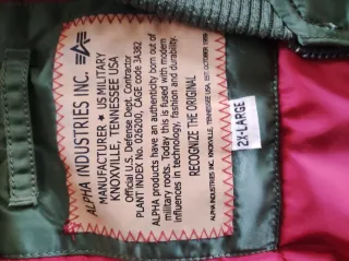 Cazadora Bomber Alpha Industries Verde Talla XL