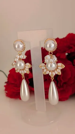Pendientes flamenca perlas y oro